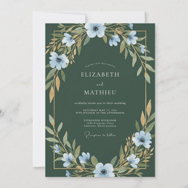 Convite Casamento de Anêmona Verde Caçador (Frente)