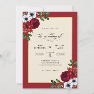 Convite Casamento de Anêmona Vermelha Carmesim