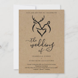 Convite Casamento de Antlers Doe & Deer Heart Hunters