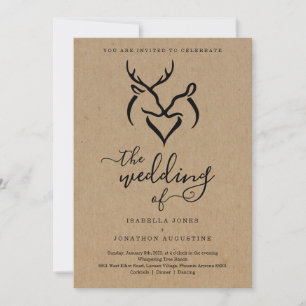 Convite Casamento de Antlers Doe & Deer Heart Hunters