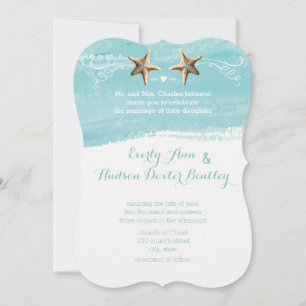 Convite Casamento de Aqua Blue Destination Beach Starfish