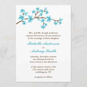 Convite Casamento de Aqua Cherry Blossoms