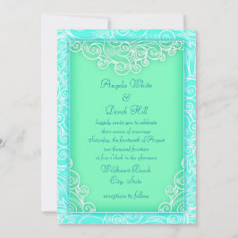 Convite Casamento de Aqua e Mint Waves Green Beach