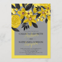 Casamento de Aquarela Amarela Amarela Negra-Cinza 