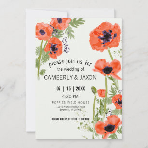 Convite Casamento de Aquarela Caprichosa de Papoulas Laran