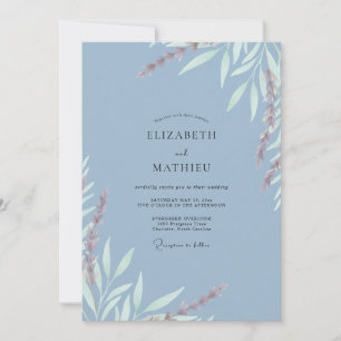 Convite Casamento de Aquarela com Folhas Pintadas em Aço