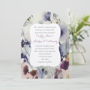 Convite Casamento de Aquarela de Flor Selvagem Rosa e Verd