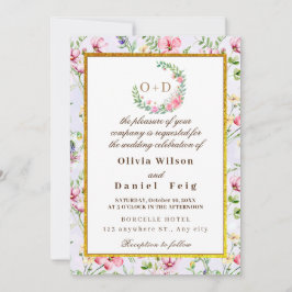 Convite Casamento de Aquarela de Flores Rosa Escamosas Ele