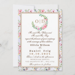 Convite Casamento de Aquarela de Flores Rosa Escamosas Ele