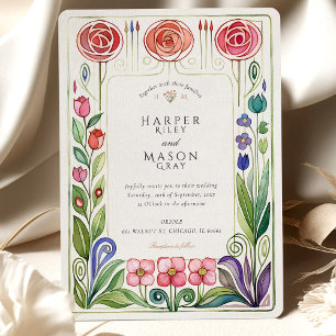 Convite Casamento de Aquarela do Estilo Glasgow