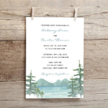 Casamento de Aquarela do Tema do Lago Montanha