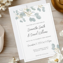 Casamento de Aquarela Elegante de Eucalipto