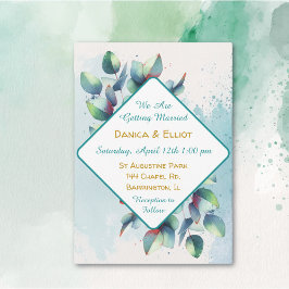 Convite Casamento de Aquarela Eucalyptus Botânico