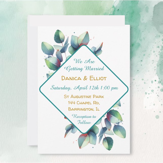 Convite Casamento de Aquarela Eucalyptus Botânico (Criador carregado)