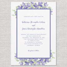 Casamento De Aquarela Floral Azul-Periwinkle