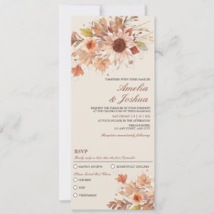 Convite Casamento de Aquarela Floral de outono Elegante