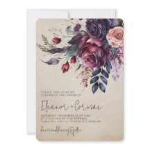 Casamento de Aquarela Floral Elegante Burgundy