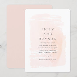 Convite Casamento de Aquarela Moderna Rosa Corado