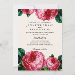 Convite Casamento de Aquarela Rosa Botânica Elegante