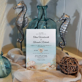 Convite Casamento de Aquarela Tropical do Oceano de Praia