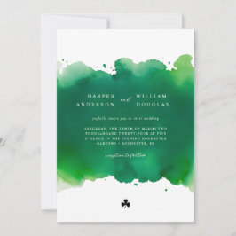 Convite Casamento de aquarela verde e trevo
