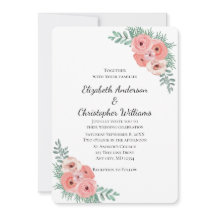 Casamento de Aquarela Verde Rosa-Rosa Elegante