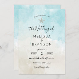 Convite Casamento de Aquarelas de Praia