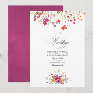 Convite Casamento de Aquarelle Wild Flower