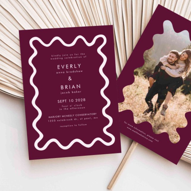 Convite Casamento de arando de arando de linha de mão Quir (Criador carregado)