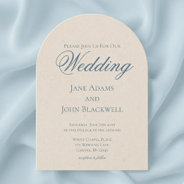 Convite Casamento de Arca Azul Elegante Serif Dusty