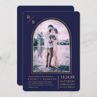 Casamento de Arca Azul, Marinho Simples Moderno