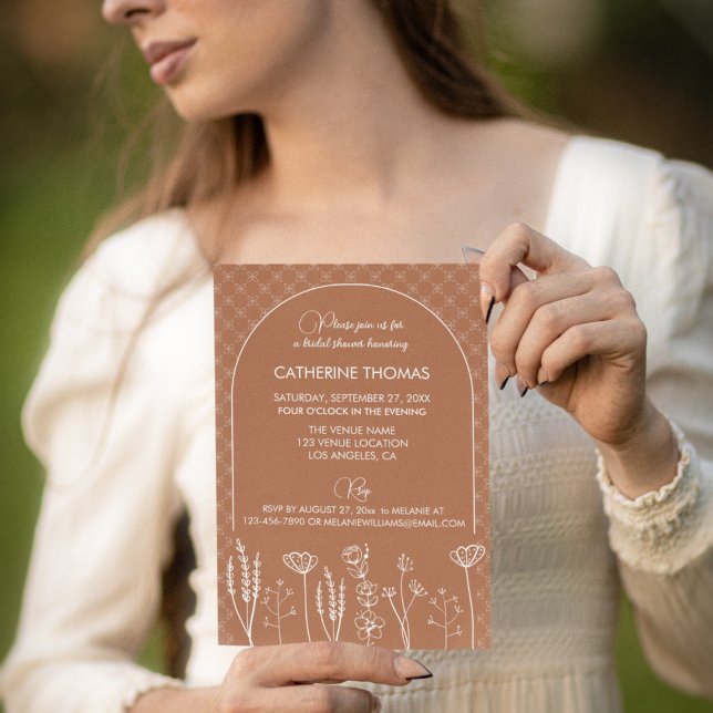 Convite Casamento de Arca Boêmia de Flor Selvagem Queimada (Criador carregado)