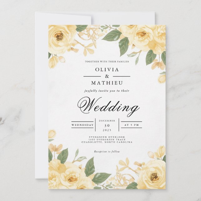 Convite Casamento de Arca Botânica de ouro Bloom (Frente)