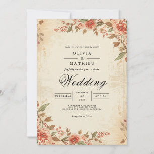 Convite Casamento de Arca Botânica Rosa da Vintage