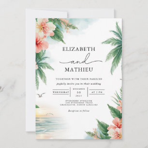 Convite Casamento de Arca de Folhagem Tropical Vivid