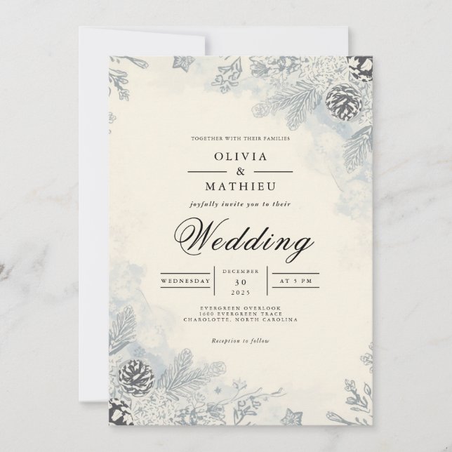Convite Casamento de Arca Evergreen fosco (Frente)