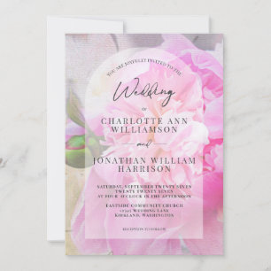 Convite Casamento de Arca Floral de Cinza Rosa-Escamudo El