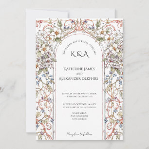 Convite Casamento de Arca Floral de Pastel Vintage