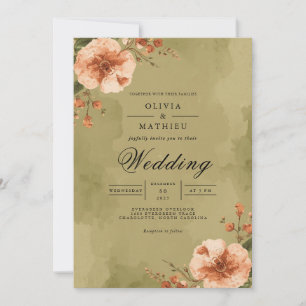 Convite Casamento De Arca Floral De Pêssego Mudado