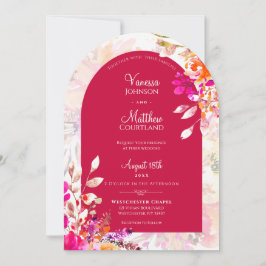 Convite Casamento de Arca Floral Laranja Cor de Água Rosa 