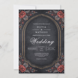 Convite Casamento de Arca Floral Moody Crimson
