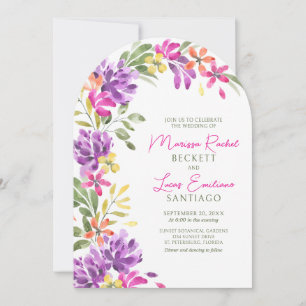 Convite Casamento de Arca Floral Tropical Brilhante
