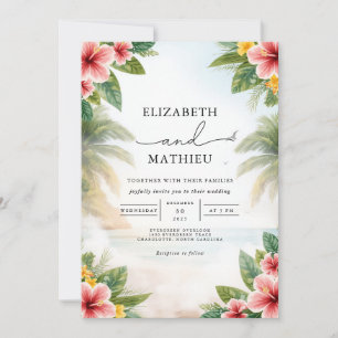 Convite Casamento de Arca Floral Tropical Vivid
