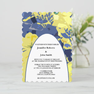 Convite Casamento de Arca Personalizada Azul Dusty Artsy F
