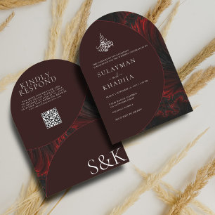 Convite Casamento de Arch do Código QR Mínimo Elegante Muç