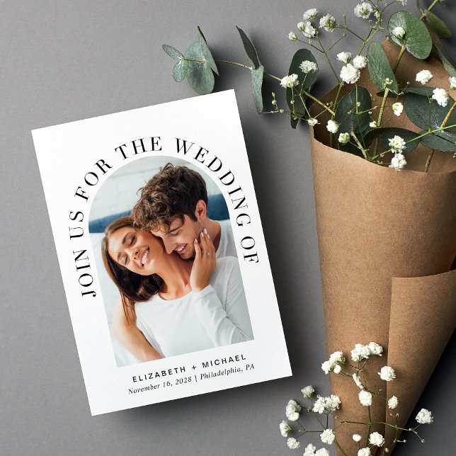 Convite Casamento de Arch Fotográfico Elegante (Criador carregado)