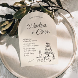 Convite Casamento de Arch Ilustrado de Manuscrito Quirky