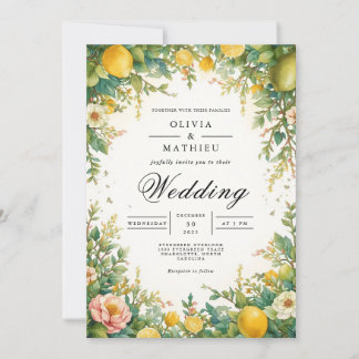Convite Casamento de Arch Verdant Citrus Blossom