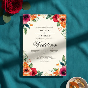 Convite Casamento De Arco Botânico Floral Esmagado