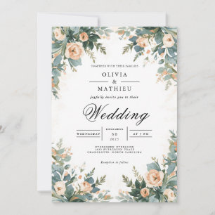 Convite Casamento de Arco Botânico Suave Apricot